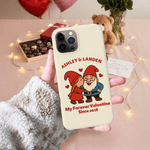 Personalised Cute Dwarf Couple Heart Rose TPU Phone Case with Name for iPhone Daily Use Valentine's Day Anniversary Gift for Couples
