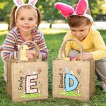 Conejito de Pascua de Lunares Personalizado Bolsa de Yute con Oreja Inicial y Nombre Fiesta de Pascua Regalo para Niños
