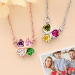 Personalized 2-4 Heart Birthstones Necklace Dainty Jewelry Birthday Anniversary Valentine's Day Mother's Day Gift for Women