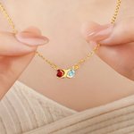 Personalized 2-4 Heart Birthstones Necklace Dainty Jewelry Birthday Anniversary Valentine's Day Mother's Day Gift for Women