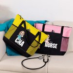 Personnalisé Cartoon Female Medical Character Name Large Tote Bag with Mesh Pockets Birthday Gratitude Gift for Nurse Doctor Medical Staff