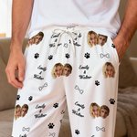 Personalized Picture Frame Face Photos Adult Pajamas Set with Names and Date Daily Wear Valentine's Day Anniversary Birthday Gift for Couple
