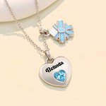 Personalisierte Liebe & Geschenk-Box Doppel-Anhänger Halskette mit herzförmigen Geburtsstein und Name zierlichen Schmuck Valentinstag Geburtstag Geschenk für Sie