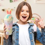 Gepersonaliseerde Ice Cream Waffle Bunny 15 oz waterfles met rietje en naam Verjaardag Zomervakantie Reiscadeau voor kinderen