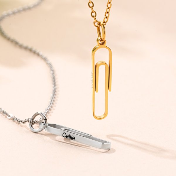 Personalisierte Büroklammer Halskette mit eingraviertem Namen Modeschmuck täglichen Gebrauch Geburtstag Geschenk für Frauen Büroangestellte