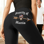 Personalized Property of Skull Arrow High-Waist Yoga Pants with Name Daily Outfit Birthday Gift for Girlfriend Woman