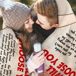 Personalized I Will Choose You Hand in Hand Rose Element Soft Throw Blanket with Name Home Decor Valentine's Day Anniversary Gift for Couple Lover