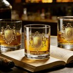 Bouclier d'or personnalisé Initiale Nom Verre à whisky 10 oz Old Fashioned Anniversary Gift for Man Bartender Whiskey Enthusiast