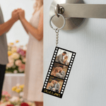 Gepersonaliseerde 3 Film Foto's Acryl sleutelhanger met tekst en initiaal Verjaardag Valentijnsdag Memorial Gift voor vrienden echtparen