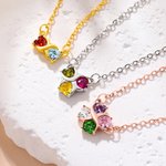 Personalized 2-4 Heart Birthstones Necklace Dainty Jewelry Birthday Anniversary Valentine's Day Mother's Day Gift for Women