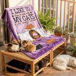 Personalised Cartoon Character Cats Soft Throw Blanket with 1-10 Pet Names and Owner Name Home Decor Birthday Gift for Cat Lover