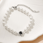 Personalized Photo Projection Pearl Bracelet Dainty Jewelry Birthday Valentine's Day Anniversary Gift for Mom Girlfriend Sister