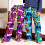 Personalised Multi-Colour Gamepad Pyjama Bottoms with Name and Drawstring Funny Game Theme Daily Wear Gift for Family Friends