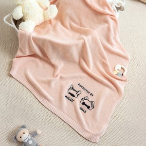 Personalised Multi-Colour Embroidered 1-2 Pet Ear Outlines Baby Blanket with Name Baby Shower Birthday Gift for Babies Parents