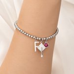 Personalisierte Graduation Cap Birthstone Initial Charm Beaded Armband Zierlich Schmuck Well Done Graduation Geschenk für Absolventen