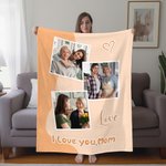 Gepersonaliseerde Colorblock 3-9 foto's Zachte deken met tekst Home Decor Kerstmis Verjaardagscadeau voor familie vrienden