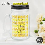 Barattolo personalizzato da 16 oz con manico, coperchio e nome, regalo di compleanno per amici e parenti.