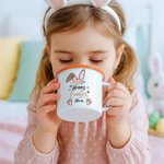 Personalized Leopard Print Flower Bunny 12 oz Enamel Mug with Name Daily Use Happy Easter Gift for Boys Girls
