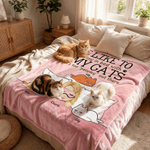 Personalised Cartoon Character Cats Soft Throw Blanket with 1-10 Pet Names and Owner Name Home Decor Birthday Gift for Cat Lover