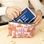 Personalised Chinoiserie Pagoda Makeup Bag with Monogram Mahjongg Accessory Christmas Birthday Gift for Women Mahjong Lovers