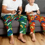 Personalised Multi-Colour Gamepad Pyjama Bottoms with Name and Drawstring Funny Game Theme Daily Wear Gift for Family Friends