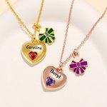 Personalisierte Liebe & Geschenk-Box Doppel-Anhänger Halskette mit herzförmigen Geburtsstein und Name zierlichen Schmuck Valentinstag Geburtstag Geschenk für Sie