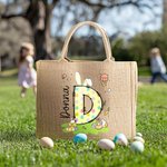 Conejito de Pascua de Lunares Personalizado Bolsa de Yute con Oreja Inicial y Nombre Fiesta de Pascua Regalo para Niños