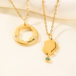 Personalisierte Kind Profil Silhouette Birthstone Halskette Zierliche Schmuck mit Namen Geburtstag Jahrestag Geschenk für Mama