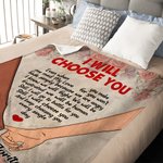 Personalized I Will Choose You Hand in Hand Rose Element Soft Throw Blanket with Name Home Decor Valentine's Day Anniversary Gift for Couple Lover
