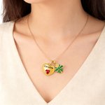 Personalisierte Liebe & Geschenk-Box Doppel-Anhänger Halskette mit herzförmigen Geburtsstein und Name zierlichen Schmuck Valentinstag Geburtstag Geschenk für Sie