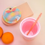 Gepersonaliseerde Ice Cream Waffle Bunny 15 oz waterfles met rietje en naam Verjaardag Zomervakantie Reiscadeau voor kinderen