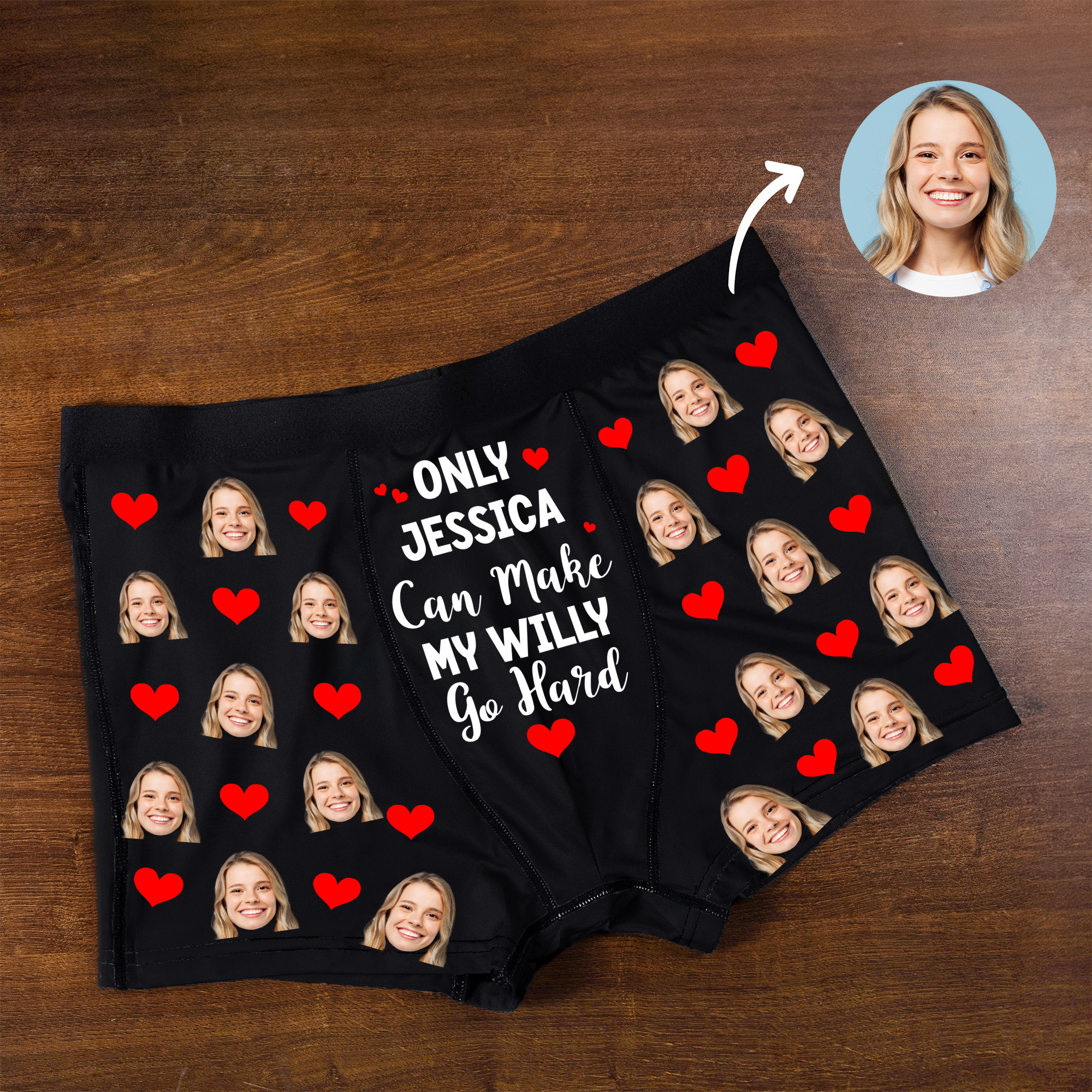 Caleçon Boxer Homme avec Nom Cadeau de Saint Valentin pour le petit ami et le mari