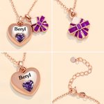 Personalisierte Liebe & Geschenk-Box Doppel-Anhänger Halskette mit herzförmigen Geburtsstein und Name zierlichen Schmuck Valentinstag Geburtstag Geschenk für Sie