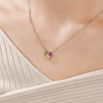 Personalized 2-4 Heart Birthstones Necklace Dainty Jewelry Birthday Anniversary Valentine's Day Mother's Day Gift for Women