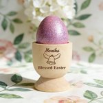 Personalized Easter Egg Rabbit Wooden Egg Cup  with Name and Text Egg Holder Easter Gift for Kids Family