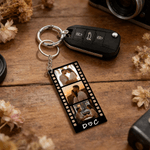 Gepersonaliseerde 3 Film Foto's Acryl sleutelhanger met tekst en initiaal Verjaardag Valentijnsdag Memorial Gift voor vrienden echtparen
