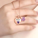 Personalisierte Liebe & Geschenk-Box Doppel-Anhänger Halskette mit herzförmigen Geburtsstein und Name zierlichen Schmuck Valentinstag Geburtstag Geschenk für Sie