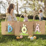 Conejito de Pascua de Lunares Personalizado Bolsa de Yute con Oreja Inicial y Nombre Fiesta de Pascua Regalo para Niños