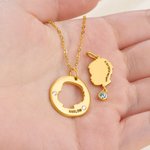 Personalisierte Kind Profil Silhouette Birthstone Halskette Zierliche Schmuck mit Namen Geburtstag Jahrestag Geschenk für Mama
