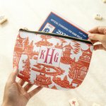 Personalised Chinoiserie Pagoda Makeup Bag with Monogram Mahjongg Accessory Christmas Birthday Gift for Women Mahjong Lovers