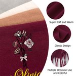 Personalised Birth Flower Bouquet Soft Warm Tassel Scarf with Name Winter Accessory Anniversary Birthday Gift for Family Friend