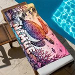Personalized Sea ​​Turtle Quick Dry Oversized Microfiber Beach Towel with Name Holiday Birthday Gift for Family Friend