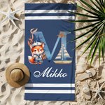 Personoitu eläinmerimies alkukirjain nopeasti kuivuva rantapyyhe nimellä kesän matka ja syntymäpäiväjuhla pojille ja tytöille