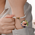 Personalized Photo Projection Pearl Bracelet Dainty Jewelry Birthday Valentine's Day Anniversary Gift for Mom Girlfriend Sister
