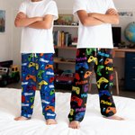 Personalised Multi-Colour Gamepad Pyjama Bottoms with Name and Drawstring Funny Game Theme Daily Wear Gift for Family Friends