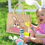 Sac en toile de jute avec nom Cadeau de fête de Pâques pour garçons filles