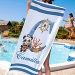 Personoitu eläinmerimies alkukirjain nopeasti kuivuva rantapyyhe nimellä kesän matka ja syntymäpäiväjuhla pojille ja tytöille