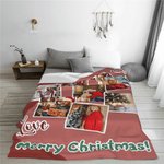 Gepersonaliseerde Colorblock 3-9 foto's Zachte deken met tekst Home Decor Kerstmis Verjaardagscadeau voor familie vrienden