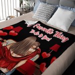 Personalized Cartoon Couple Back View Heart Soft Throw Blanket with Name Home Decor Valentine's Day Birthday Gift for Couple
