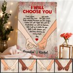 Personalized I Will Choose You Hand in Hand Rose Element Soft Throw Blanket with Name Home Decor Valentine's Day Anniversary Gift for Couple Lover